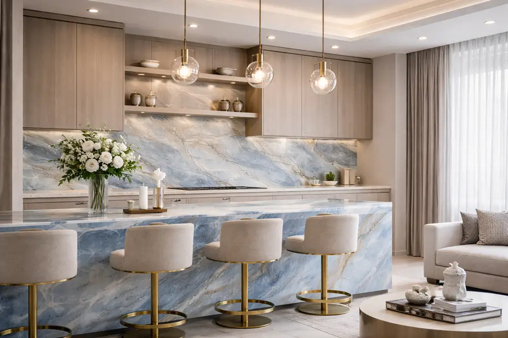 Calcita Azul O Mármore raro que está conquistando os projetos mais exclusivos